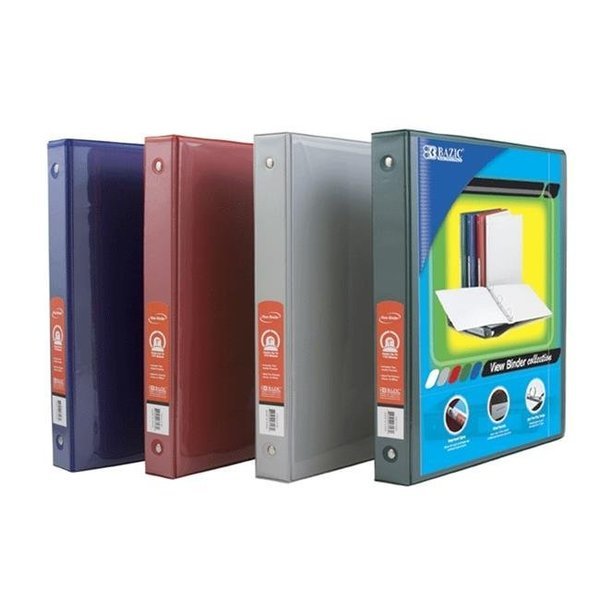 1 in. Assorted Color 3-Ring View Binder with 2 Pockets & PDQ - Case of 24, Roomfactory, Mfr#: RO1259807