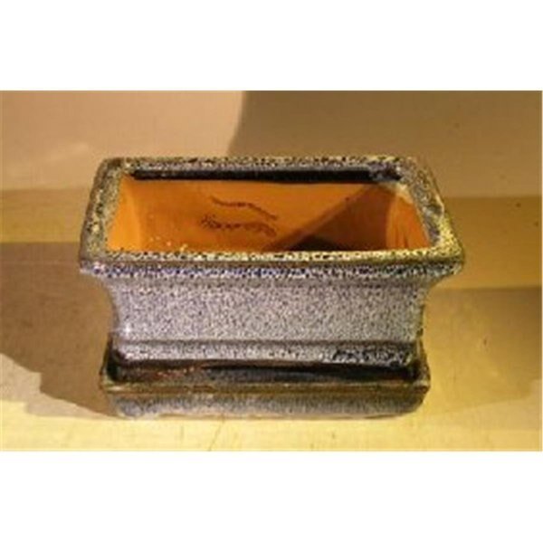 6.37 x 4.75 x 2.625 in. Ceramic Bonsai Pot, Marble Blue - Rectangle, Paisaje, Mfr#: PA2529727