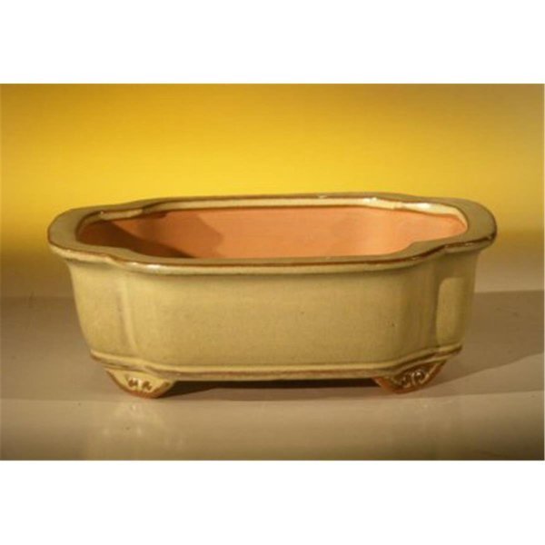 8 x 6 x 2.5 in. Ceramic Bonsai Pot, Beige - Oval, Paisaje, Mfr#: PA2529774