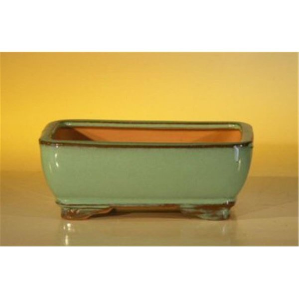 6.125 x 5 x 2.125 in. Green Ceramic Bonsai Pot - Rectangle, Paisaje, Mfr#: PA2529806