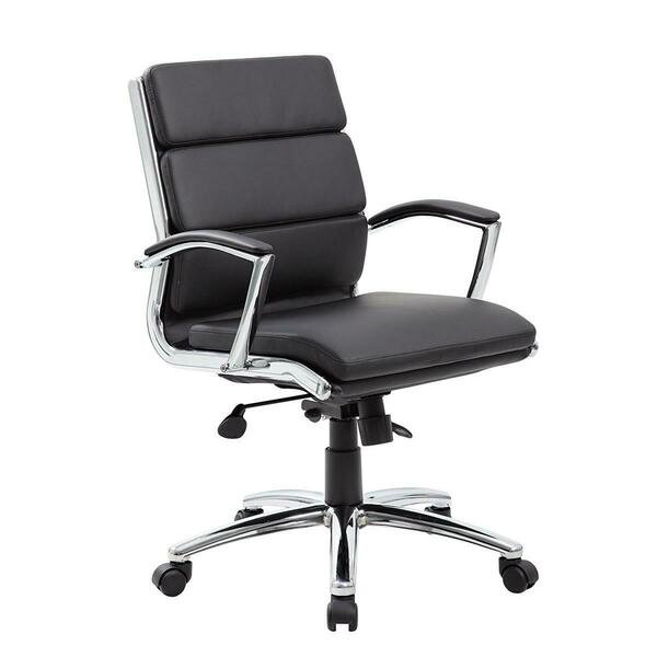 Black Executive Mid Back - Padded Chrome Arm, Chrome Base, Norstar, Mfr#: B9476-BK