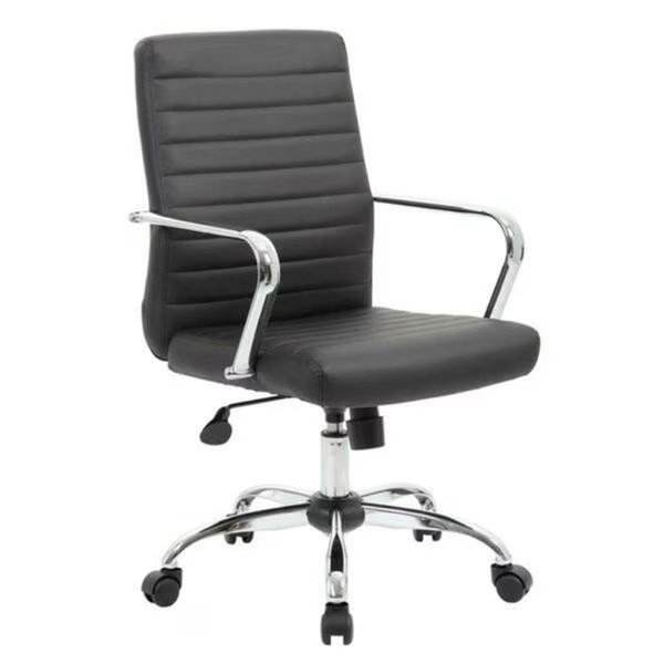 Boss Retro Task Chair with Chrome Fixed Arms, Black, Norstar, Mfr#: B436C-CP