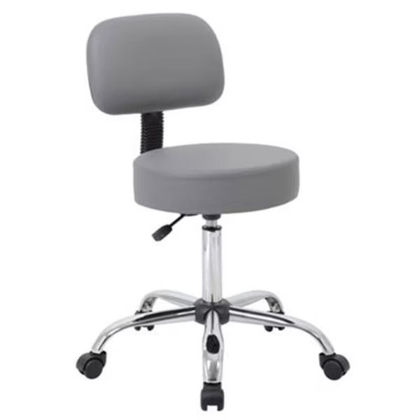 Norstar B245-GY Grey Caressoft Medical Stool with Back Cushion, Norstar, Mfr#: B245-GY