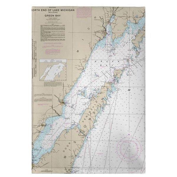 Betsy Drake GT14902DC 20 x 20 in. Door County; Green Bay; WI Nautical Map Guest Towel, Betsy Drake, Mfr#: GT14902DC