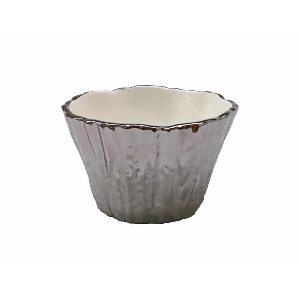 5 in. Botanic Porcelain Tree Bark Bowl, Silver, Comida, Mfr#: CO2535334