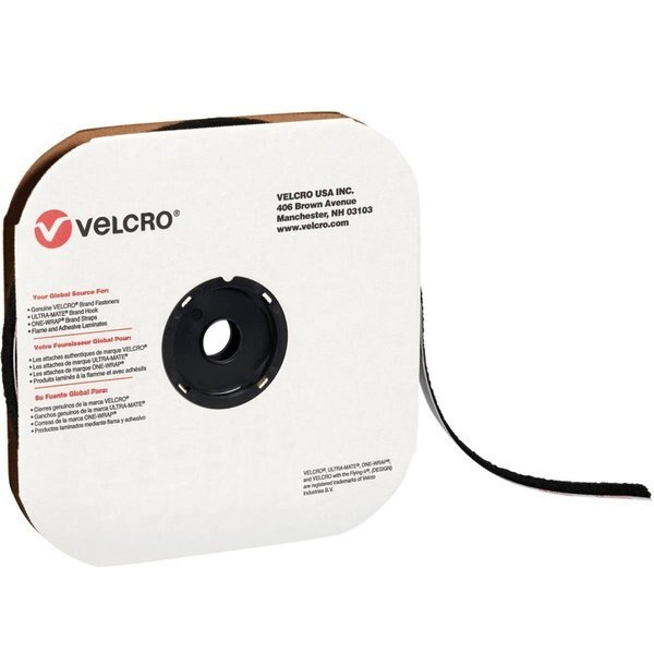 0.5 in. x 75 ft. Hook Black Cloth Hook & Eye Brand Tape Individual Strips, Box Partners, Mfr#: VEL154