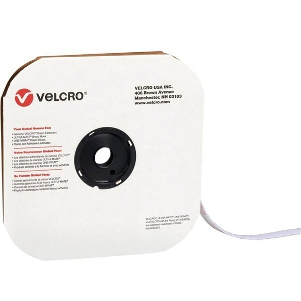 0.5 in. x 75 ft. Hook White Cloth Hook & Eye Brand Tape Individual Strips, Box Partners, Mfr#: VEL156