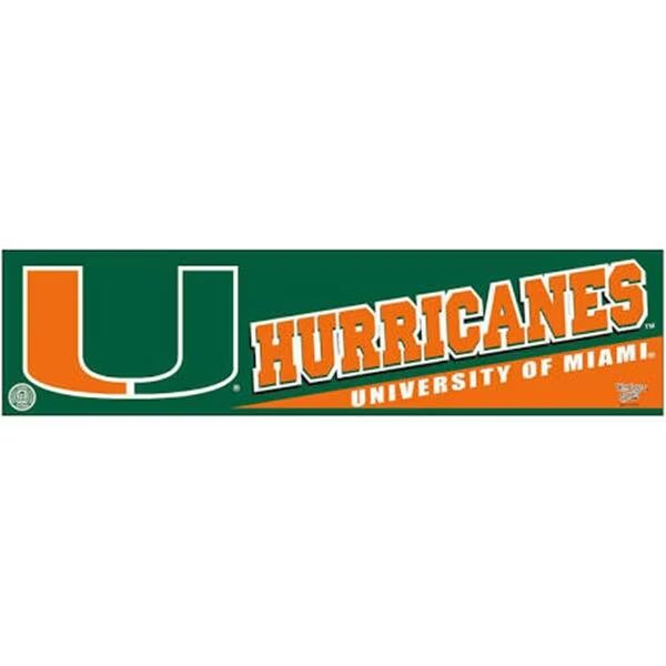 Miami Hurricanes Decal 3X12 Bumper Strip Style, Wincraft, Mfr#: 3208513266