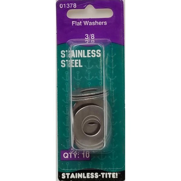 7401378 0.375 in. Stainless Steel Flat Washer, Barjan, Mfr#: 07401378