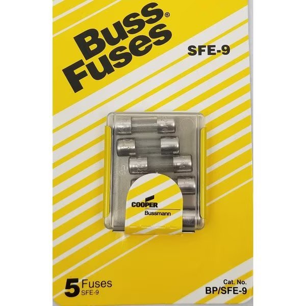 9A Buss Fuse; 5 per Card, Barjan, Mfr#: 058BPSFE9
