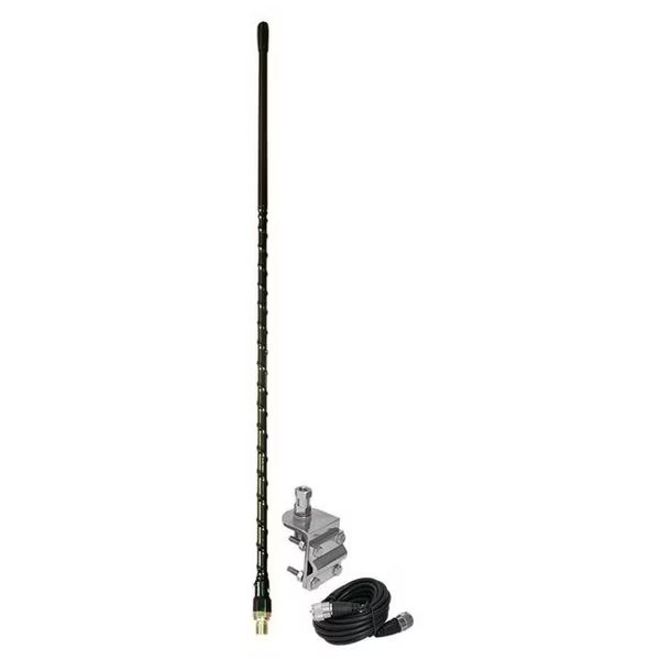 Procomm HSS995-2B 2 ft. Bull Dog 750 watt 3-Way Single Mirror Mount Fiberglass Antenna Kit with SO239 Connectors; Black, Procomm, Mfr#: HSS995-2B