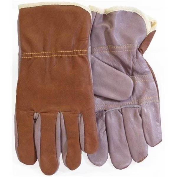 Leather Mens Work Gloves with Palm; Cloth Lined Brown & Purple - Large, Hi-Tec, Mfr#: HI1320331
