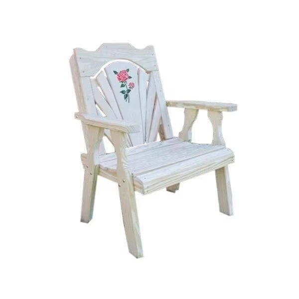 Treated Pine Fanback Patio Chair with Rose Design, Creekvine Designs, Mfr#: FC24FBROSECVD