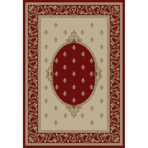 5 ft. 3 in. x 7 ft. 7 in. Jewel F.Lys Medallion - Red, Rlm Distribution, Mfr#: HO2545935