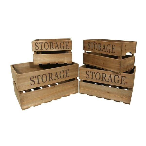 Rattan Wooden Storage Crate 4 Piece Set, 4Pk, Cheungs, Mfr#: 4741-4