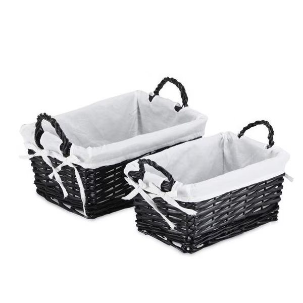 Cheungs UW-9750-2BKL Willow Rectangular Storage with Liner; Black - Set of 2, Cheungs, Mfr#: UW-9750-2BKL