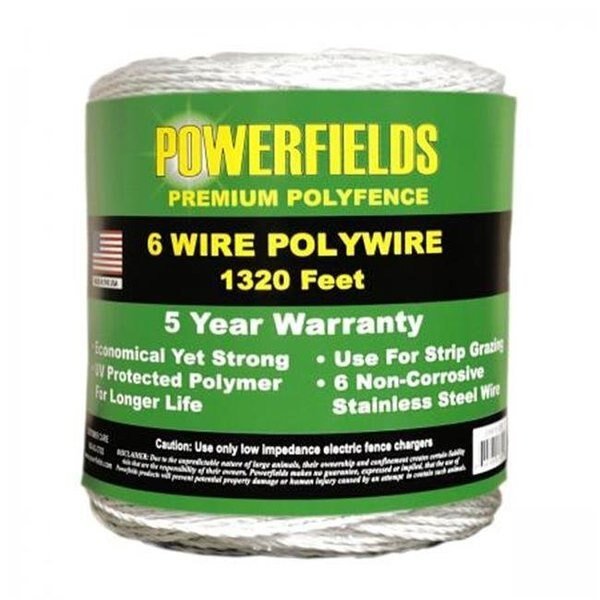 Powerfields 1382004 660 ft. Powerfields White 6-Wire Polywire, Powerfields, Mfr#: 1382004