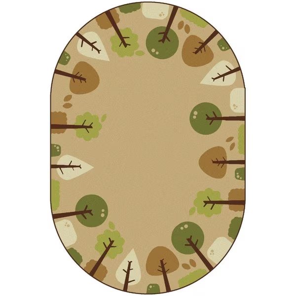 4 x 6 ft. Kidsoft Tranquil Trees Rug, Tan - Oval, Wall-To-Wall, Mfr#: WA2547368