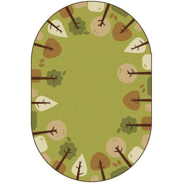 6 x 9 ft. Kidsoft Tranquil Trees, Green - Oval, Wall-To-Wall, Mfr#: WA2547372