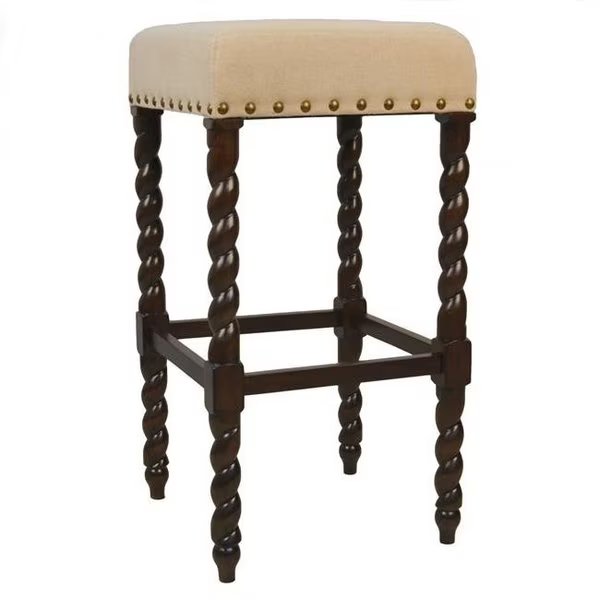 Carolina Cottage 3664-ESLN 30 in. Remick Bar Stool; Espresso & Linen, Carolina Cottage, Mfr#: 3664-ESLN