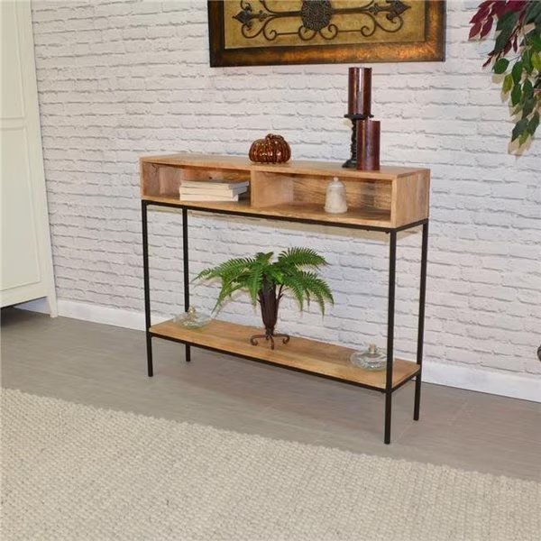 Carolina Cottage CF4234NMANTBK Edvin Console; Natural & Black - 9.5 x 42 x 34.25 in., Carolina Cottage, Mfr#: CF4234NMANTBK