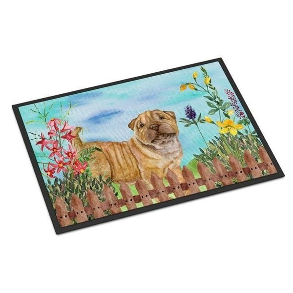 Carolines Treasures CK1281MAT Shar Pei Puppy Spring Indoor or Outdoor Mat; 18 x 27 in., Carolines Treasures, Mfr#: CK1281MAT