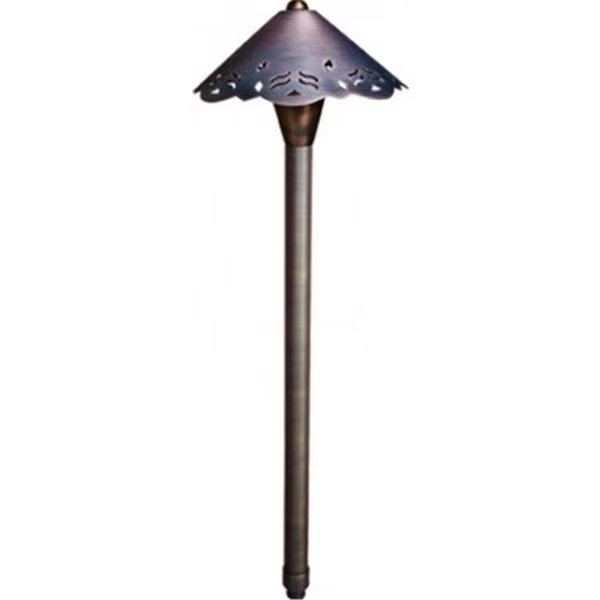 12V JC Solid Brass Path Light, 20W - Weathered Brass, Feeltheglow, Mfr#: FE2562924