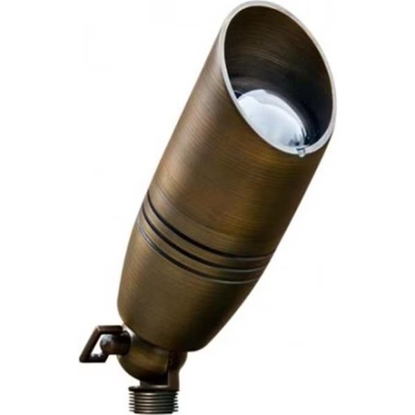 12V MR16 Cast Brass Convex Glass Small Spot Light, 20W - Weathered Brass, Feeltheglow, Mfr#: FE1530590