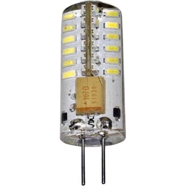 DL-LED-G4S-2.5-64K Bi-Pin Silicone Lamp - Round 2.5W 48 LEDs 12V, White - 1.46 x 0.46 x 0.46 in., Feeltheglow, Mfr#: FE1516175