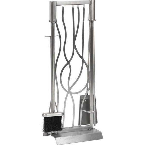 Dagan AHF800 Abstract Design Stainless Steel Fireplace Tool Set; Stainless Steel - 5 Piece, Dagan, Mfr#: AHF800