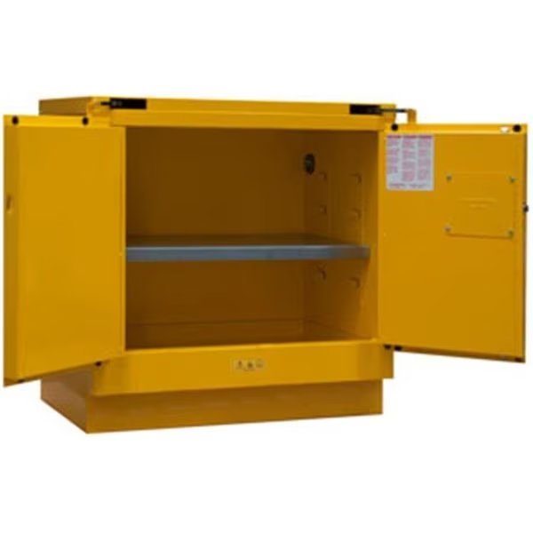 Durham Manufacturing 1022UCS-50 22 gal FM Approved Flammable Safety Self Close Storage Cabinet; Safety Yellow, Durham Mfg, Mfr#: 1022UCS-50