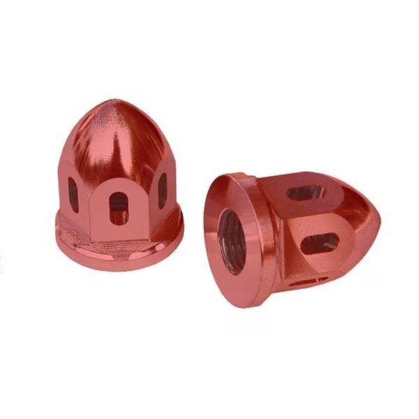 Durablue 20-1821r 2 Piece Front Spindle Nuts - Bullet Aluminum 14 x 1. 5 mm; Red Anodize, Durablue, Mfr#: 20-1821r