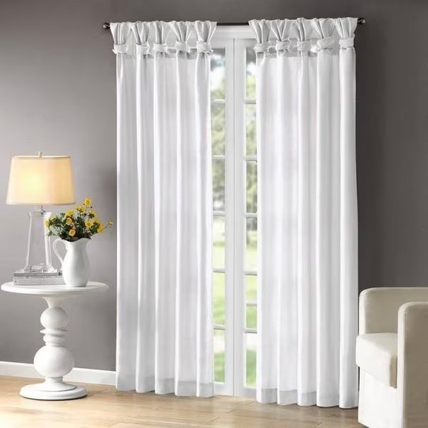 Madison Park WIN40-115 Emilia Window Curtain ; White, Madison Park, Mfr#: WIN40-115