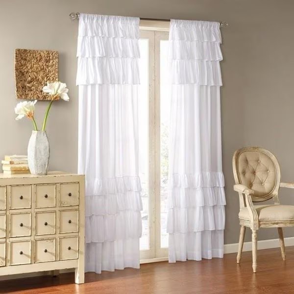 Madison Park WIN40-140 Anna Window Curtain; White, Madison Park, Mfr#: WIN40-140