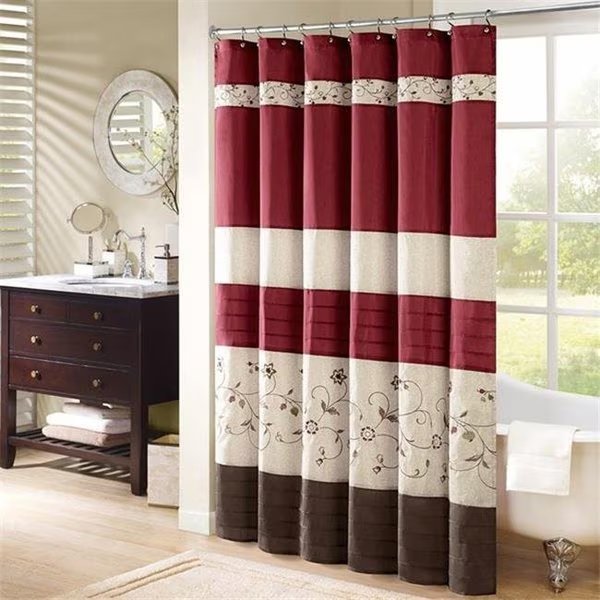 Madison Park MP70-644 Serene Embroidered Shower Curtain; Red, Madison Park, Mfr#: MP70-644