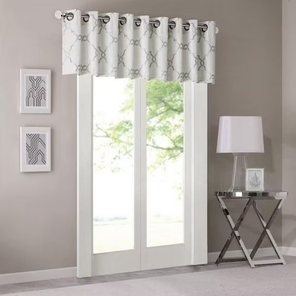 Madison Park MP41-2399 Saratoga Fretwork Print Valance - Ivory, Madison Park, Mfr#: MP41-2399