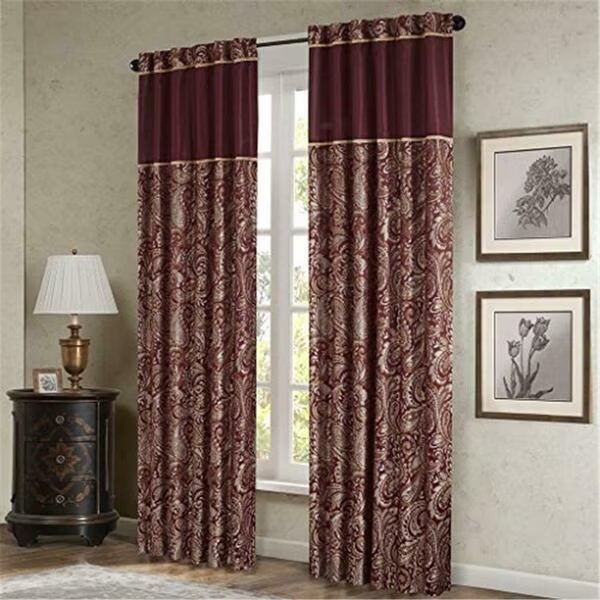 Polyester Jacquard Panel, Pair, Burgundy, Madison Park, Mfr#: MP40-2680