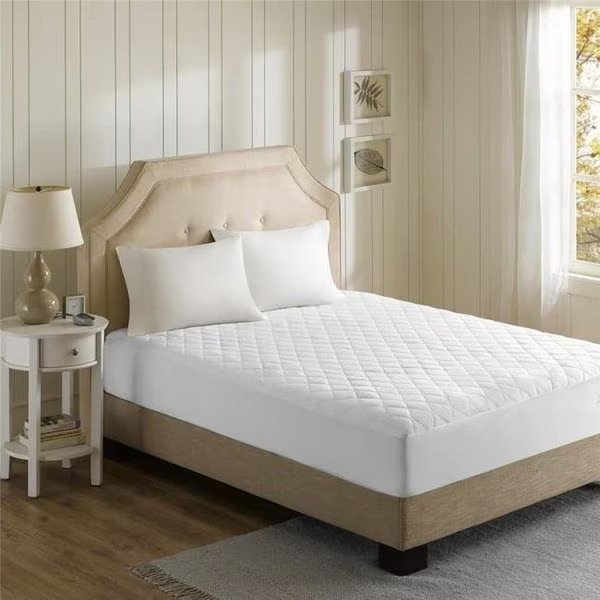 Beautyrest BR55-0672 Heated Microfiber Mattress Pad with Scotchgard; White - Twin Extra Large, Beautyrest, Mfr#: BR55-0672