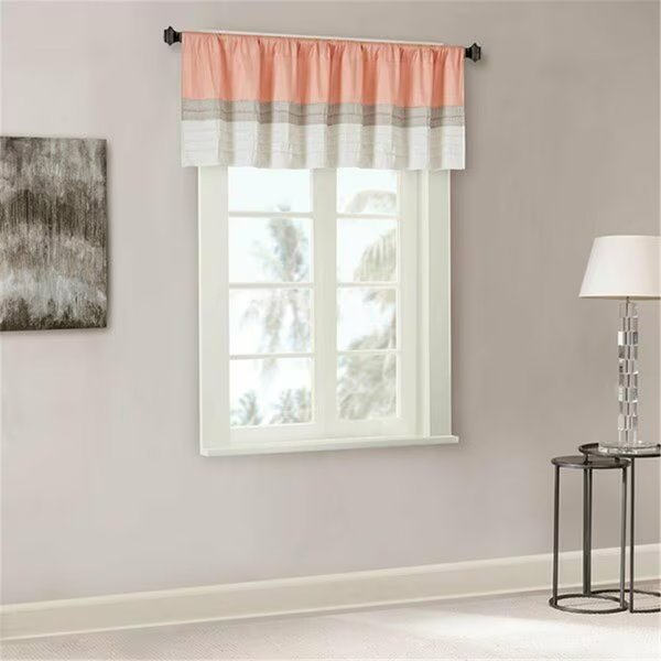50 x 18 in. Amherst Polyoni Pintuck Window Valance - Coral, Madison Park, Mfr#: MP41-4376