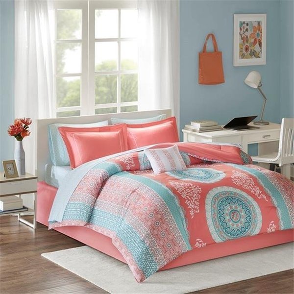 Intelligent Design ID10-1219 Loretta Comforter & Sheet Set - Coral; Queen Size, Intelligent Design, Mfr#: ID10-1219