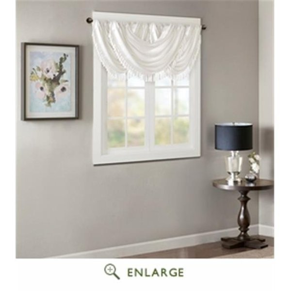 Madison Park MP41-4949 38 x 46 in. Elena Faux Silk Waterfall Embellished Valance; White, Madison Park, Mfr#: MP41-4949