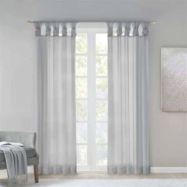 Light Grey 100 Percent Polyester Twisted Voile Window, Madison Park, Mfr#: MP40-6350