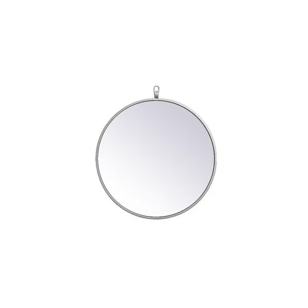 18 in. Metal Frame Round Mirror with Decorative Hook, Silver, Blueprints, Mfr#: BL2571278