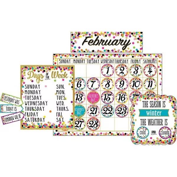Teacher Created Resources TCR5443 Confetti Calendar Bulletin Board Set, Teacher Created Resources, Mfr#: TCR5443