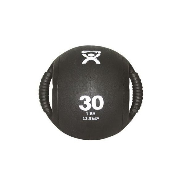 Cando 10-3184 9 in. Dual Handle Medicine Ball; Black - 30 lbs, Cando International, Mfr#: 469247