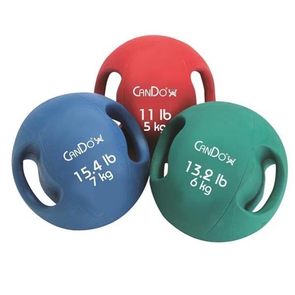 Cando 10-3281 8.8 lbs Molded Dual Handle Medicine Ball; Yellow, Cando International, Mfr#: 504676
