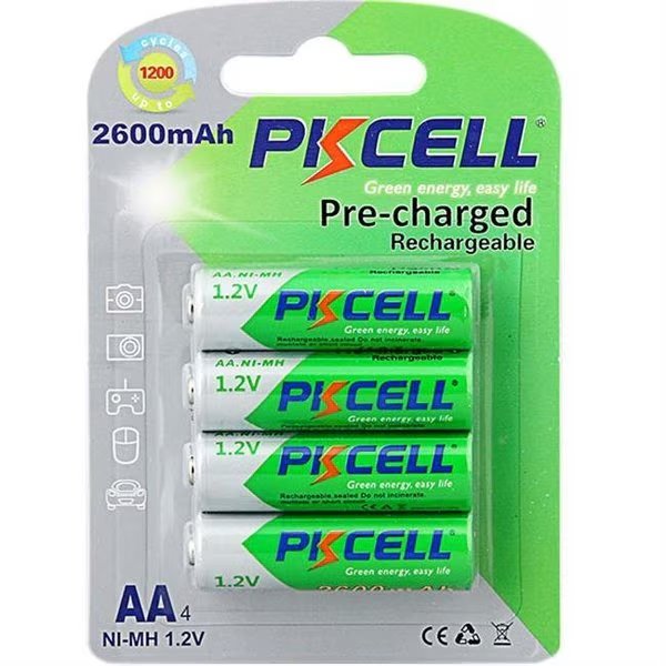 PK Cell RTU-AA2600-4B 1.2V Precharged Low Self Discharge Rechargeable AA Battery with 2600 mAh; Pack of 4, Pkcell, Mfr#: RTU-AA2600-4B