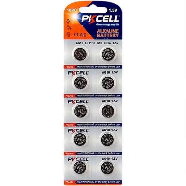 PK Cell AG10-10B 1.5V Alkaline Battery; Pack of 10, Pkcell, Mfr#: AG10-10B