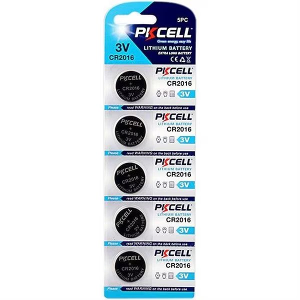 PK Cell CR2016-5B 3.0V Flat Lithium Manganese Battery; Pack of 5, Pkcell, Mfr#: CR2016-5B