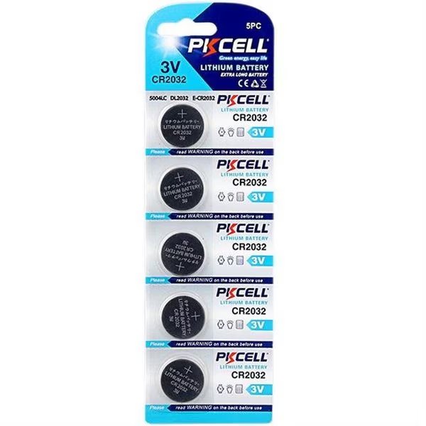PK Cell CR2032-5B 3.0V Lithium Manganese Dioxide Battery; Pack of 5, Pkcell, Mfr#: CR2032-5B